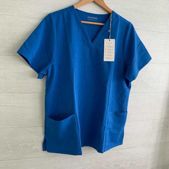 NWT Mandala - Royal Blue Pocket short sleeve Equa-Tech scrub top, XL - Picture 3 of 6